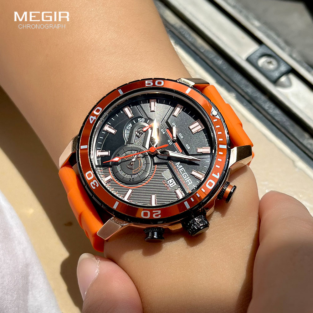 MEGIR Orange Sport Watch for M - đánh giá và giá Silicone Sport Band